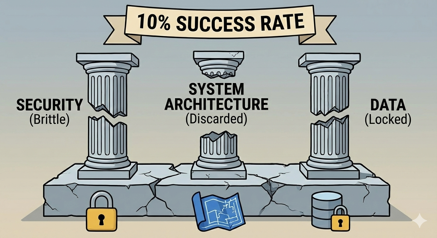 Three pillars showing the failure reasons for GenAI projects.