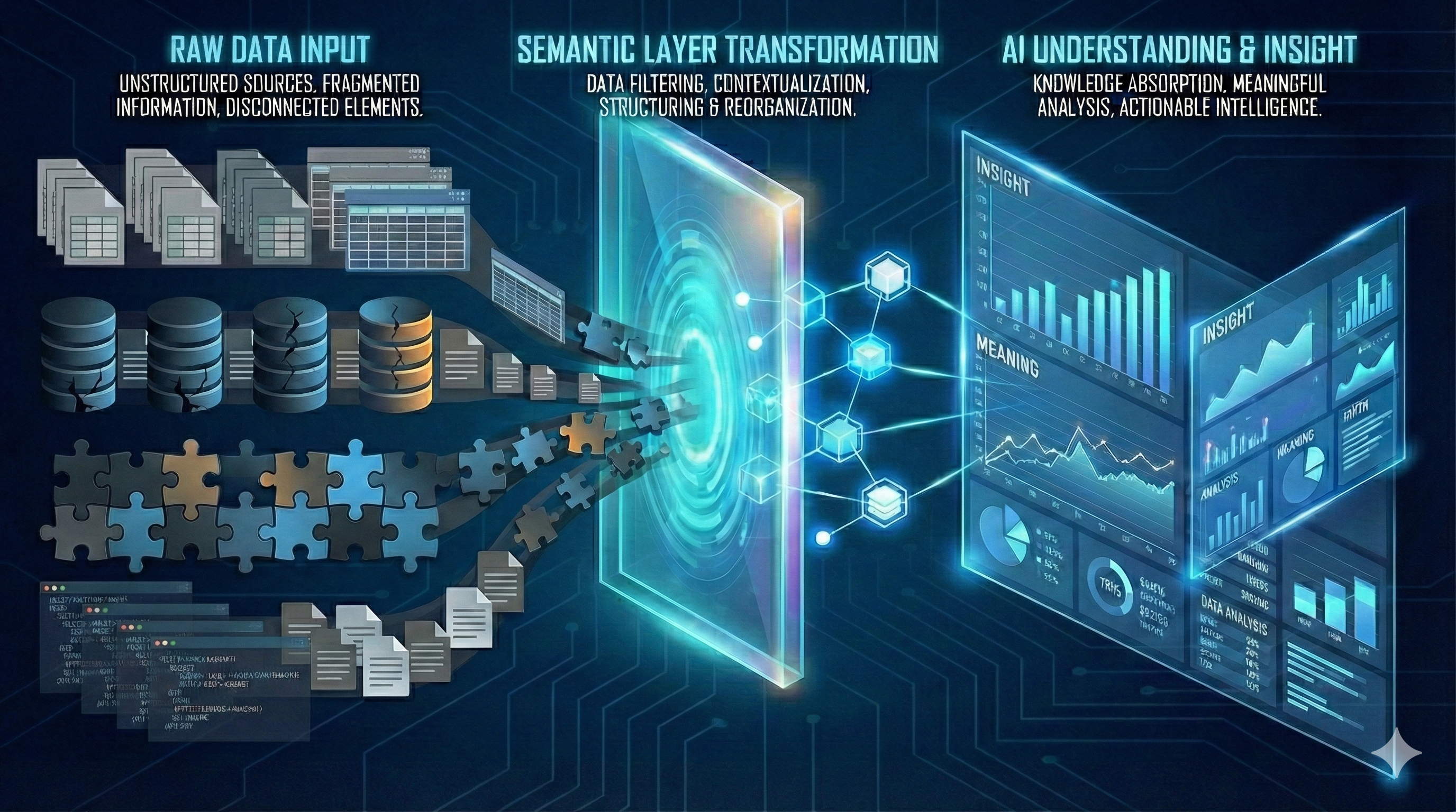 Hero image representing the role of a semantic layer.